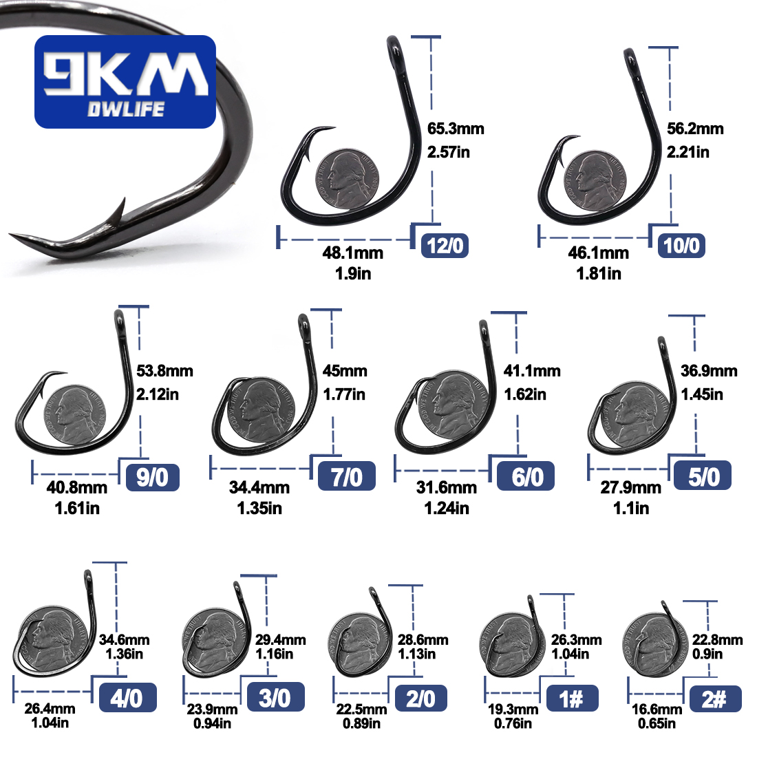 9KM Circle Hooks 25~50Pcs Salt – Fishing Hook Barbless recenzja i cena