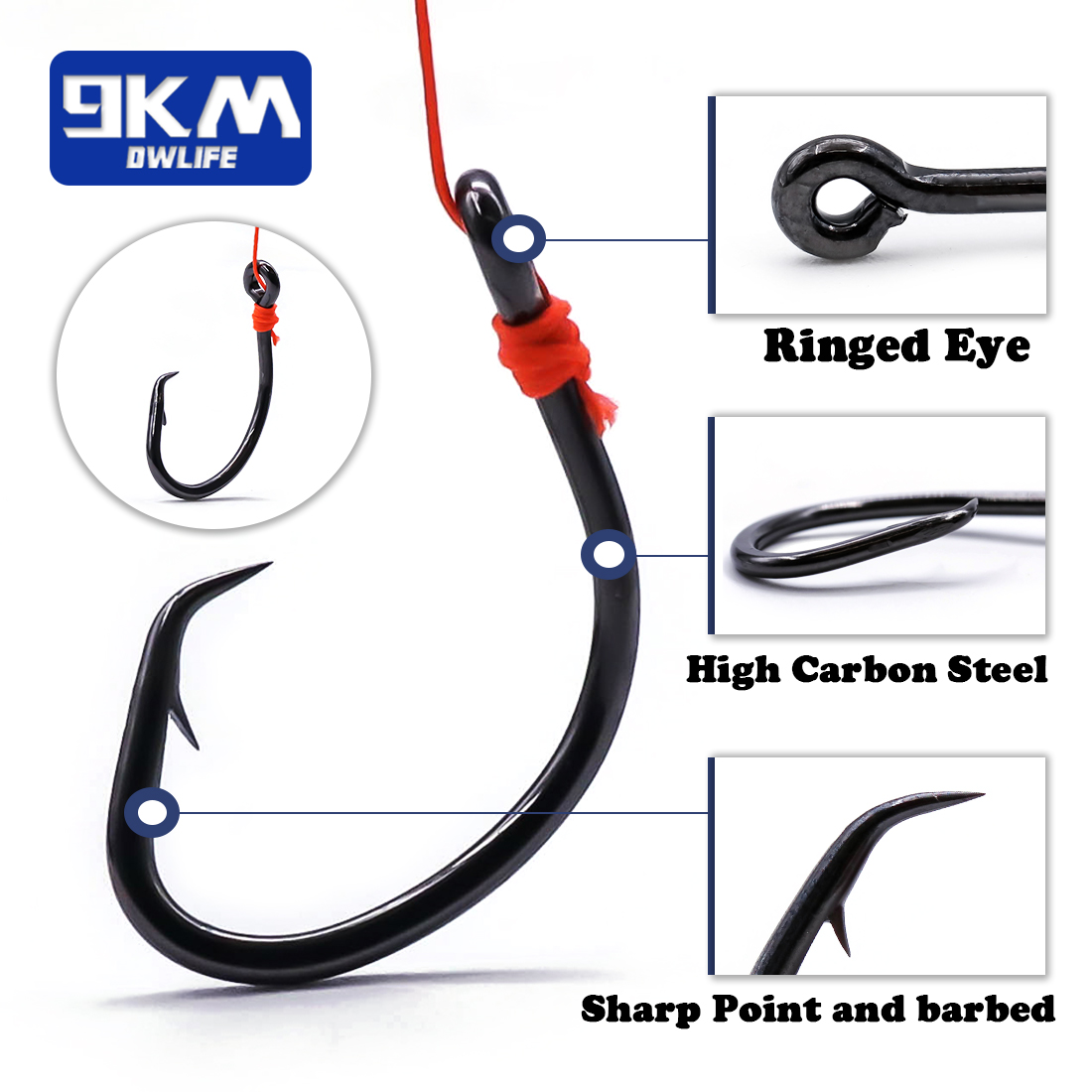 9KM Circle Hooks 25~50Pcs Salt – Fishing Hook Barbless recenzja i cena